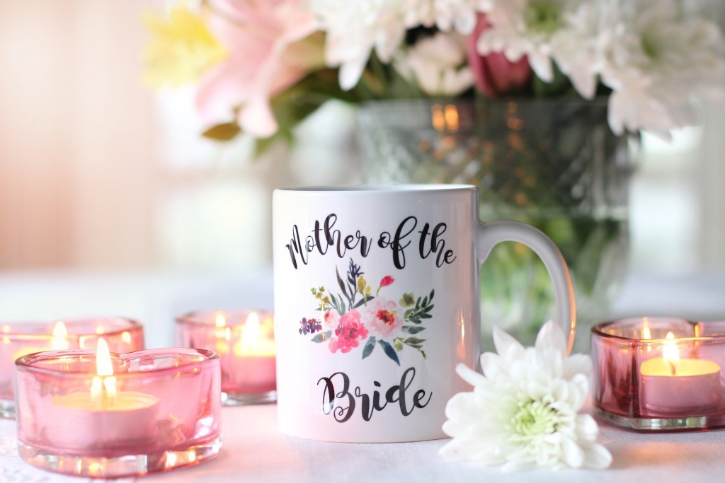 Mother of the bride flower candles cup slogan image